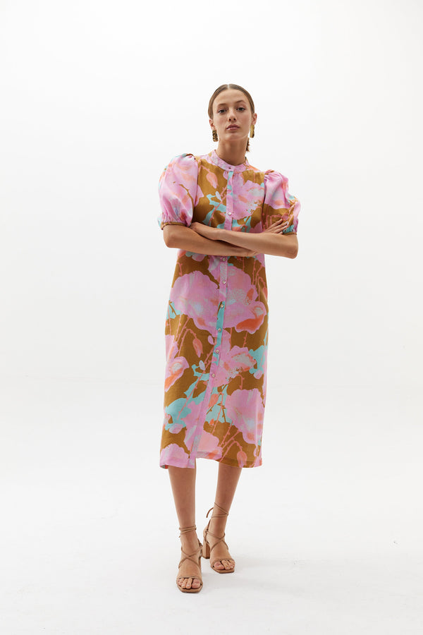 Bubble Linen Dress - Aquarela