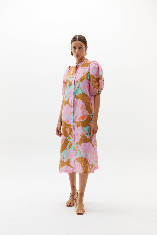 Bubble Linen Dress - Aquarela