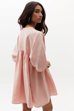 Alcala Dress Linen - Soft Pink