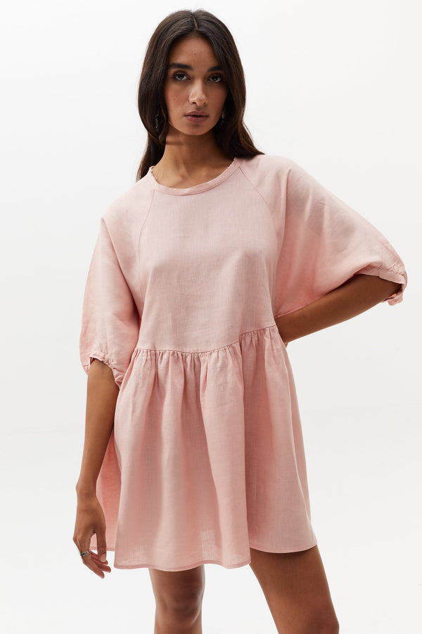 Alcala Dress Linen - Soft Pink