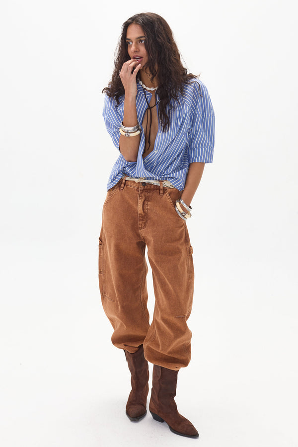 Cambria Poplin Shirt - Happy Blue Stripes