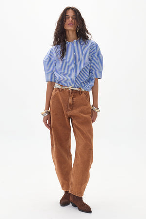 Cambria Poplin Shirt - Happy Blue Stripes