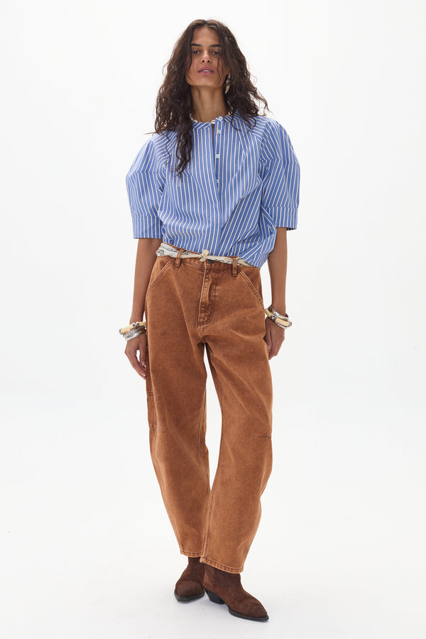 Cambria Poplin Shirt - Happy Blue Stripes