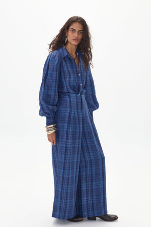 Camille Linen Shirt - Ocean Checks