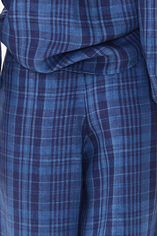 Culotte Linen Pants - Ocean Checks