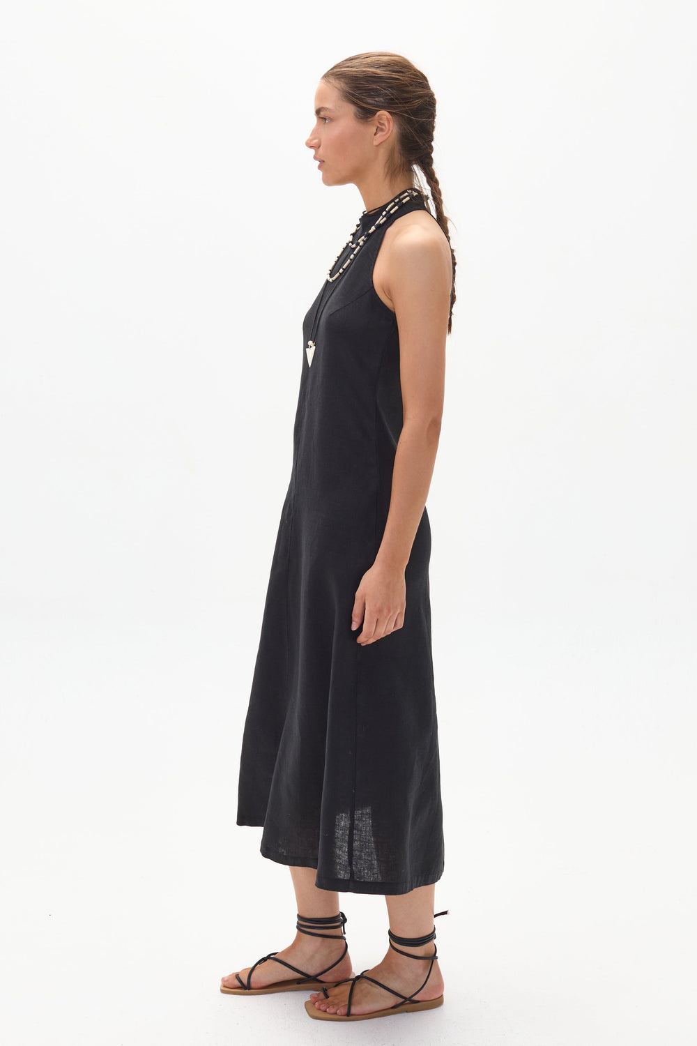 Olivia Linen Dress - Black