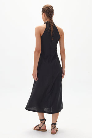 Olivia Linen Dress - Black