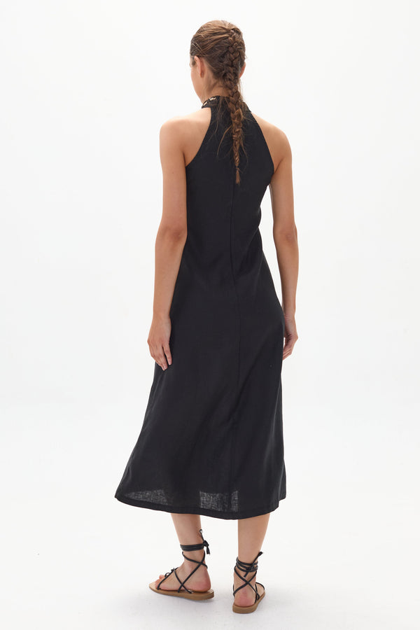 Olivia Linen Dress - Black