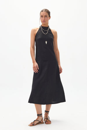 Olivia Linen Dress - Black