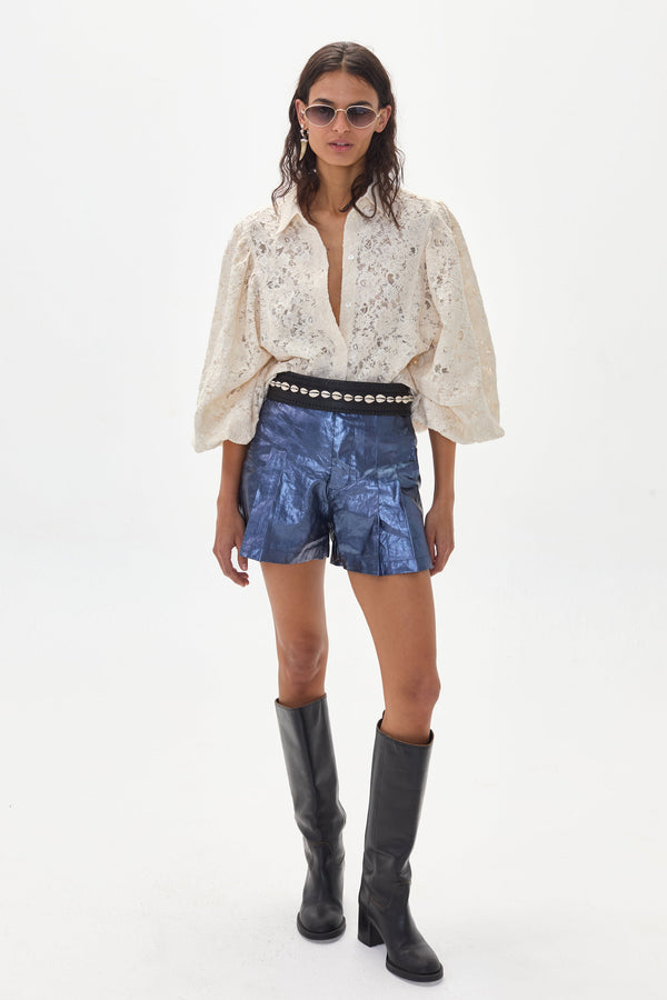 Claire Cotton Lace Shirt - Natural