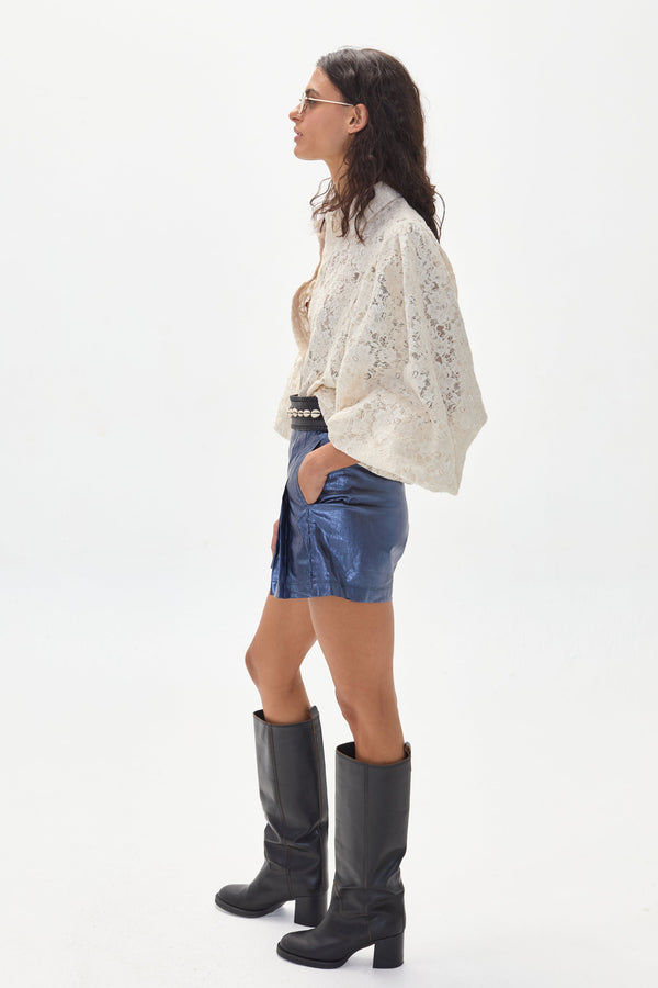 Claire Cotton Lace Shirt - Natural
