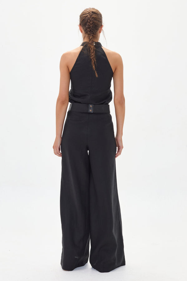 Olivia Linen Top - Black