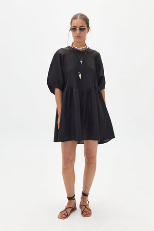 Alcala Linen Dress - Black