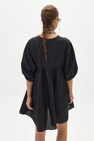Alcala Linen Dress - Black