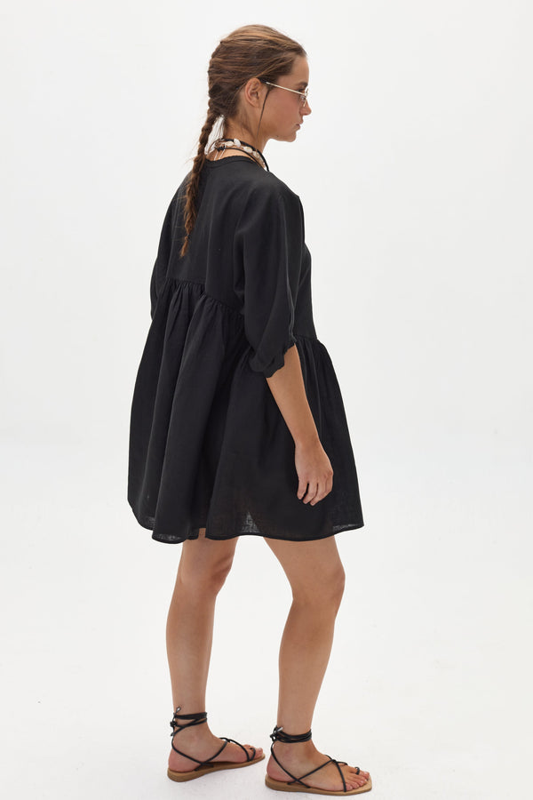 Alcala Linen Dress - Black