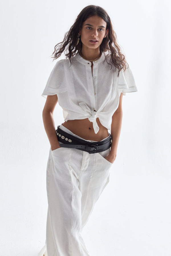 Praia Leather Belt Thick - Black