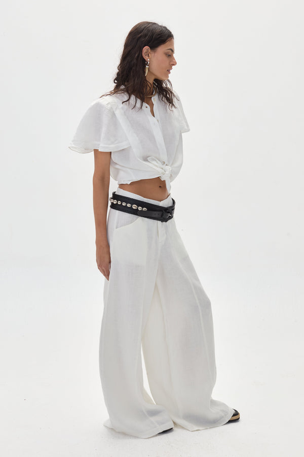 Praia Leather Belt Thick - Black