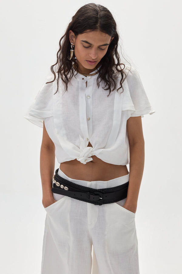 Praia Leather Belt Thick - Black