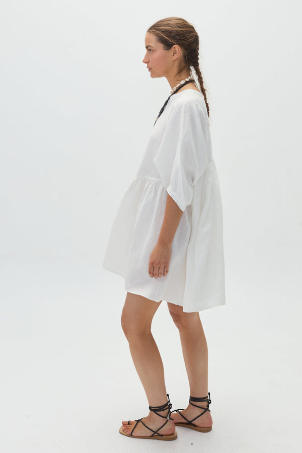 Alcala Linen Dress - Off White
