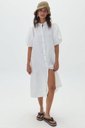 Bubble Linen Dress - Off White