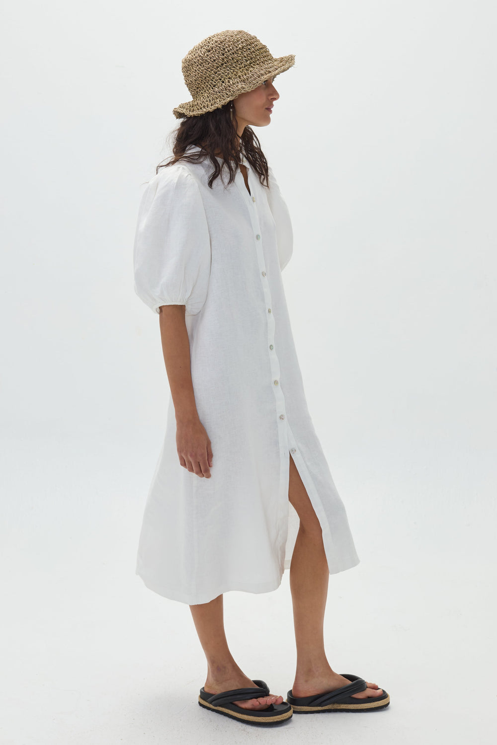 Bubble Linen Dress - Off White