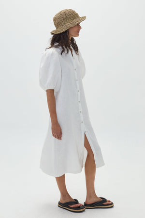 Bubble Linen Dress - Off White