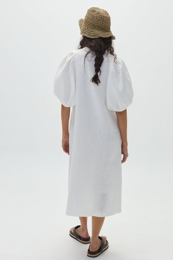 Bubble Linen Dress - Off White