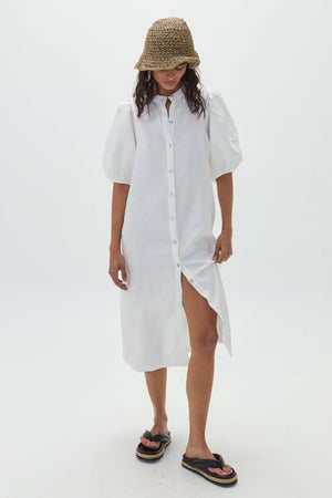 Bubble Linen Dress - Off White