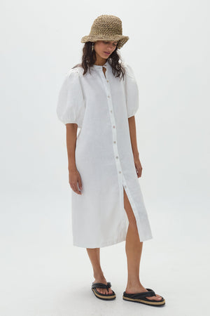 Bubble Linen Dress - Off White