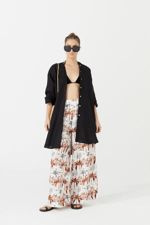 Exuma Linen Shirt Dress - Black