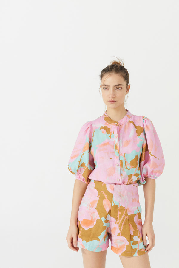 Frida Linen Shorts - Aquarela