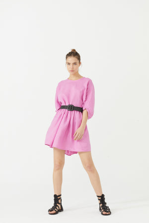 Alcala Linen Dress - Petunia Pink