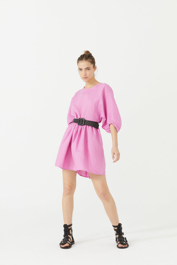Alcala Linen Dress - Petunia Pink