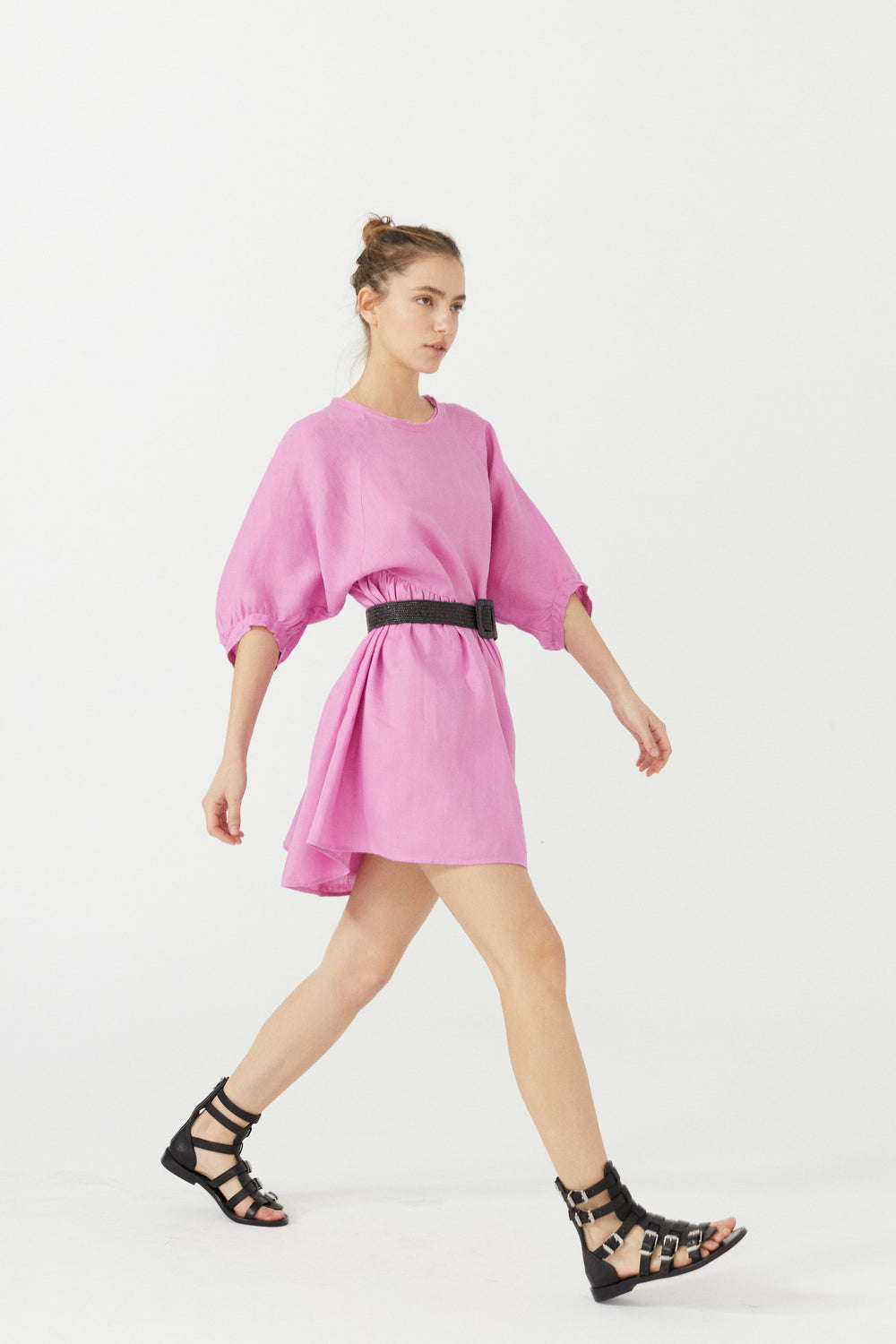 Alcala Linen Dress - Petunia Pink