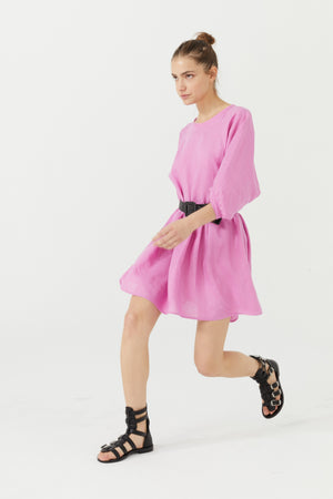 Alcala Linen Dress - Petunia Pink