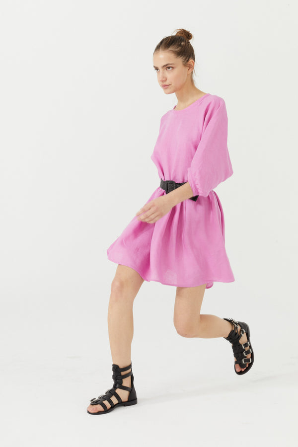 Alcala Linen Dress - Petunia Pink