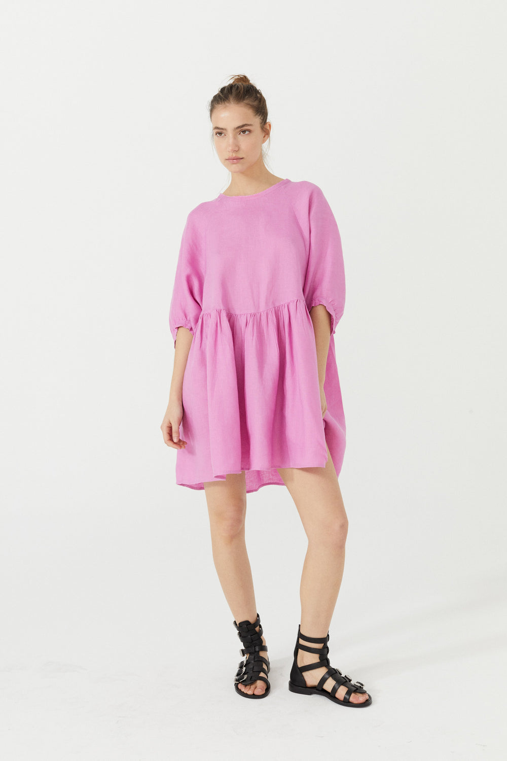 Alcala Linen Dress - Petunia Pink
