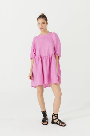 Alcala Linen Dress - Petunia Pink