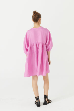 Alcala Linen Dress - Petunia Pink