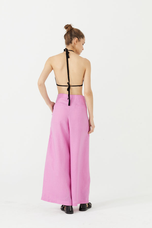 Culotte Linen Pants - Petunia Pink