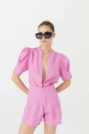 Frida Linen Shorts - Petunia Pink