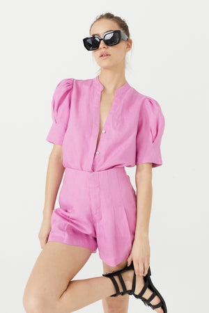 Athina Linen Shirt - Petunia Pink