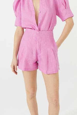 Frida Linen Shorts - Petunia Pink