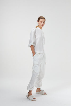 Cargo Linen Pants - Off-White