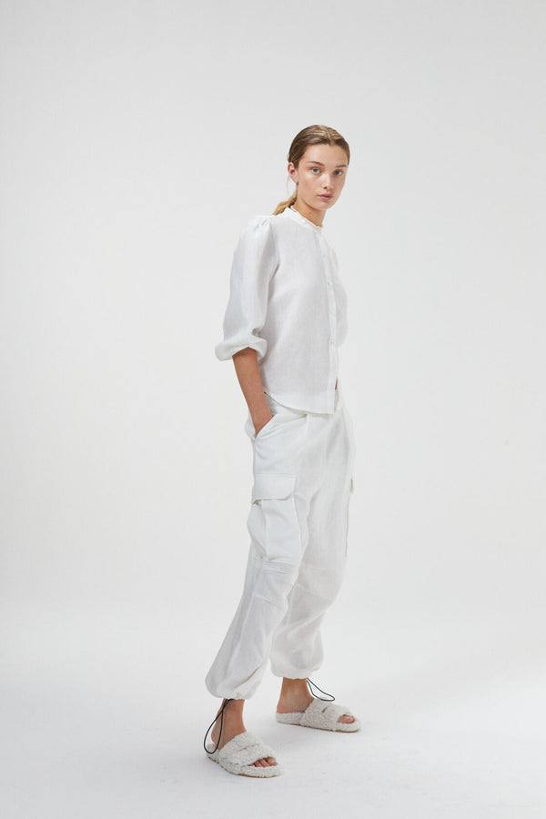 Cargo Linen Pants - Off-White