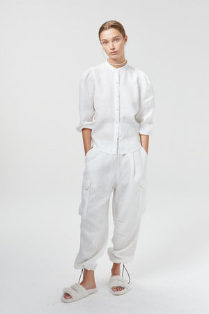 Cargo Linen Pants - Off-White