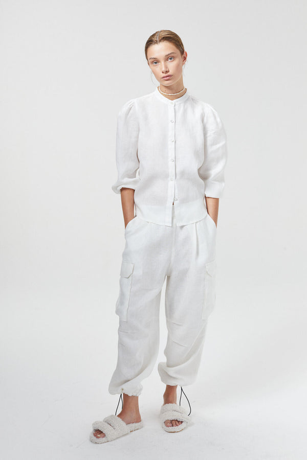 Cargo Linen Pants - Off-White