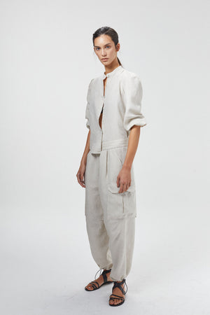 Cargo Linen Pants - Natural
