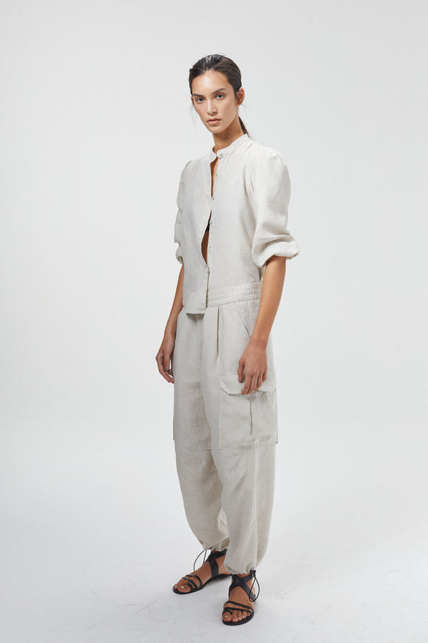 Cargo Linen Pants - Natural