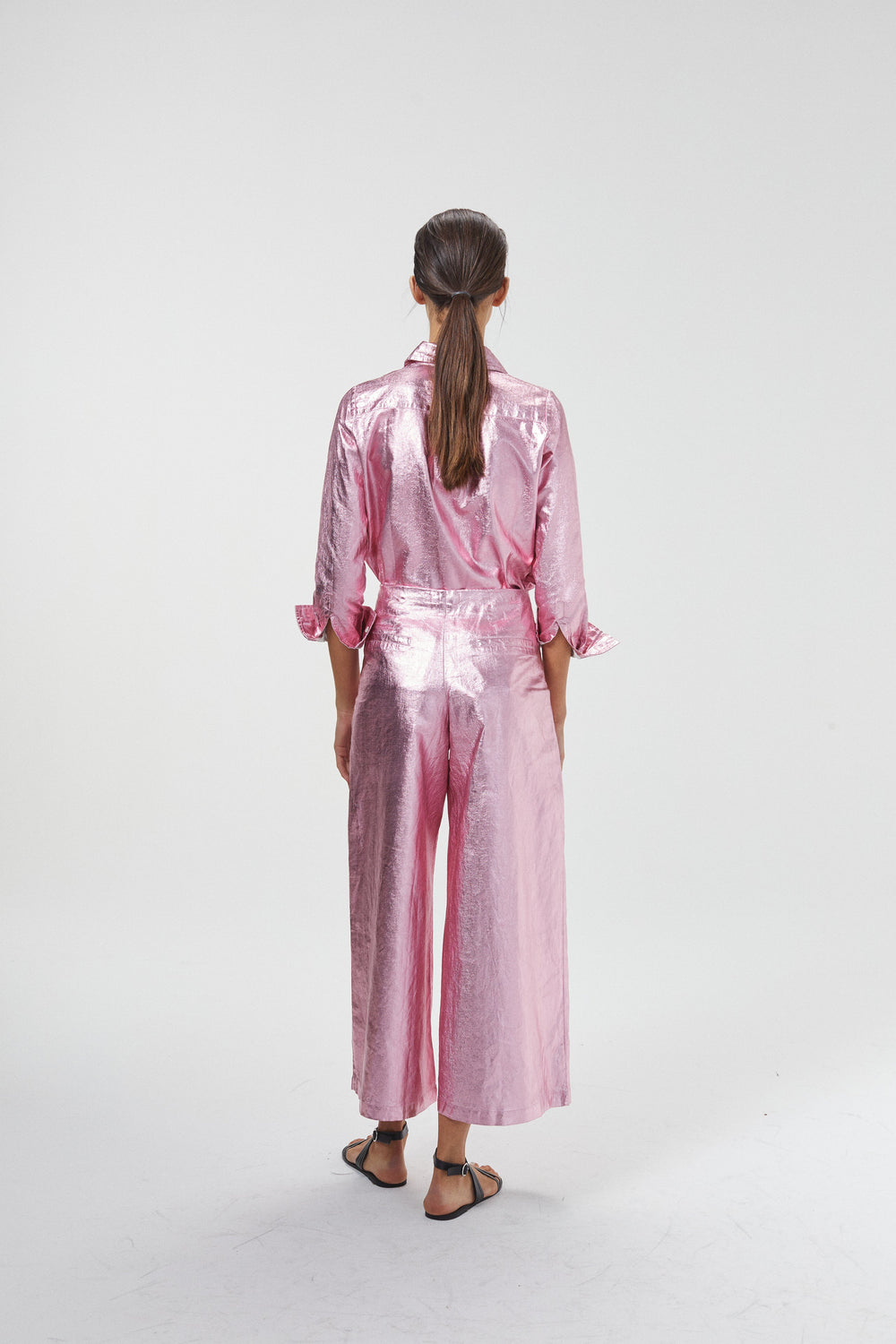 San Marino Metallic Linen Shirt - Pink